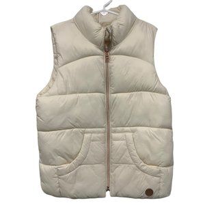 Mango Kids Girls Size L Creme Puffer Vest Quilted Sleeveless Zip Front Pockets